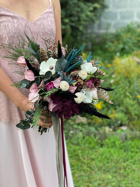 Elegant wedding bouquet Burgundy Ivory Bridal bouquet Flower Bridesmaid Bouquet Plum Artificial Bouquet Magaela accessories Personalised