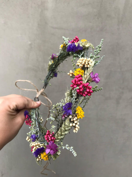Natural meadow wedding wreath Ear of wheat Natural flower vine Flower accessories Wedding inspiration Hair flowers Bridal flower wreath
