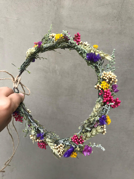 Natural meadow wedding wreath Ear of wheat Natural flower vine Flower accessories Wedding inspiration Hair flowers Bridal flower wreath
