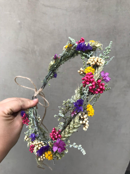 Natural meadow wedding wreath Ear of wheat Natural flower vine Flower accessories Wedding inspiration Hair flowers Bridal flower wreath