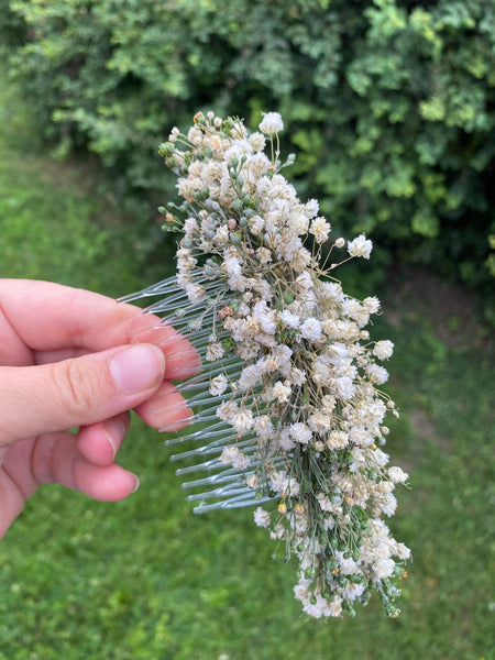 Ivory wedding flower comb Beige bridal hair comb Decorative baby's breath comb Flower accessories Magaela Preserved flowers Bridal comb