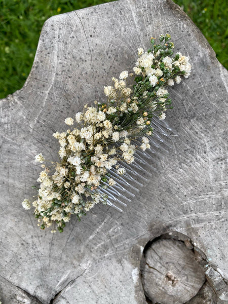 Ivory wedding flower comb Beige bridal hair comb Decorative baby's breath comb Flower accessories Magaela Preserved flowers Bridal comb