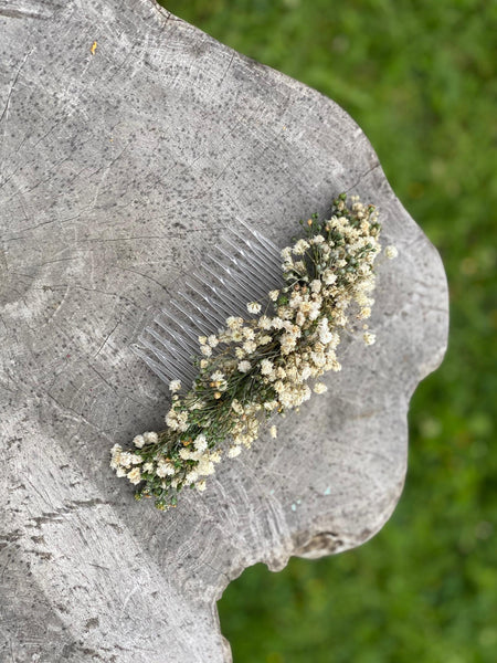 Ivory wedding flower comb Beige bridal hair comb Decorative baby's breath comb Flower accessories Magaela Preserved flowers Bridal comb