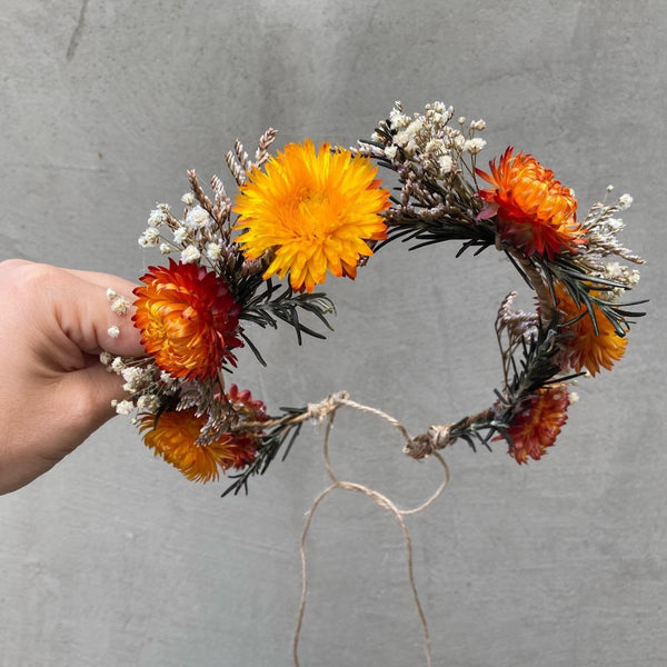 Natural flower hair wreath Wedding wreath Flower hair wreath Orange Bridal hair wreath Magaela Hair accessories Autumn flower crown Fall