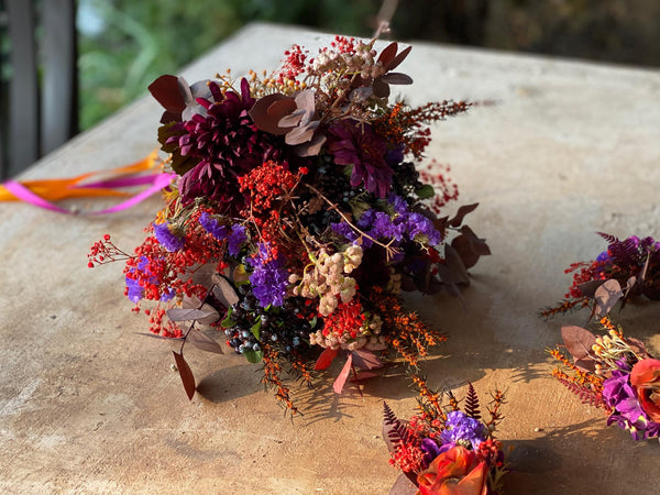 Wedding set Flower bridal set Wedding inspiration Unique hair wreath Bride to be Wedding bouquet Autumn wedding Magaela accessories Handmade