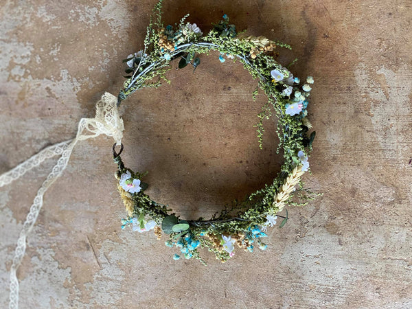Blue meadow flower hair wreath with eucalyptus Bridal flower crown Magaela accessories Eucalyptus autumn hair wreath Blue flower crown