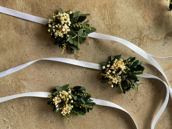 Greenery wedding bracelet Bridal flower bracelet  Flower wrist corsage for bridesmaid Magaela accessories Wedding accessories Flower jewelry