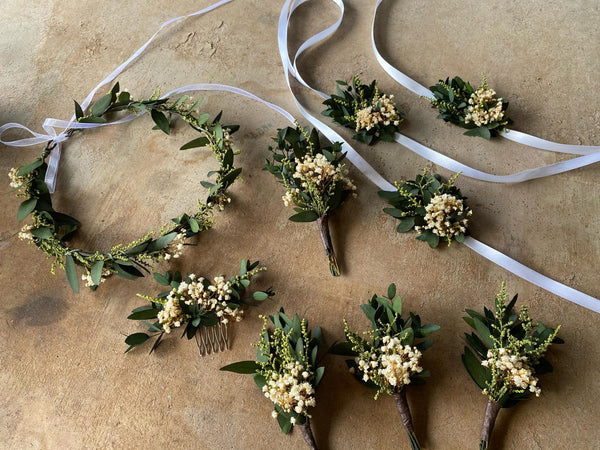 Greenery wedding bracelet Bridal flower bracelet  Flower wrist corsage for bridesmaid Magaela accessories Wedding accessories Flower jewelry