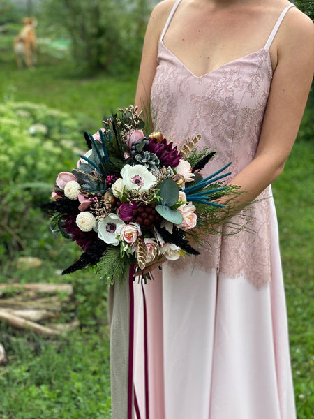 Elegant wedding bouquet Burgundy Ivory Bridal bouquet Flower Bridesmaid Bouquet Plum Artificial Bouquet Magaela accessories Personalised
