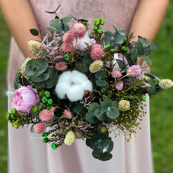 Romantic greenery bouquet Pink flower bouquet Blush wedding bouquet Bridal bouquet Wedding accessories Artificial bouquet Cotton Magaela