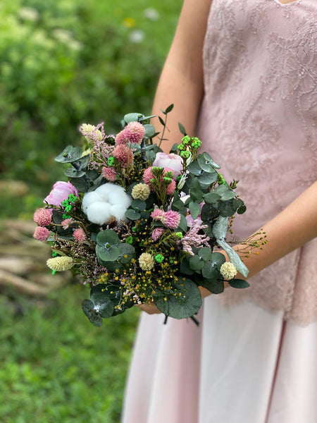 Romantic greenery bouquet Pink flower bouquet Blush wedding bouquet Bridal bouquet Wedding accessories Artificial bouquet Cotton Magaela