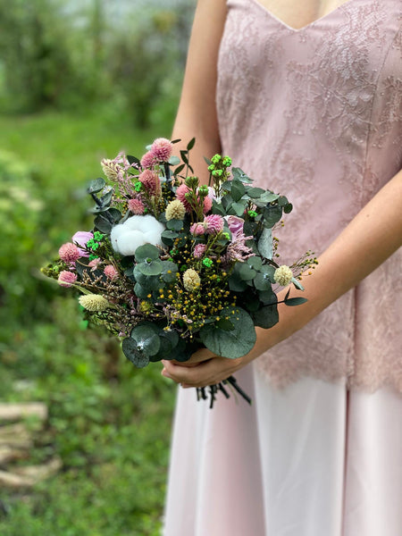 Romantic greenery bouquet Pink flower bouquet Blush wedding bouquet Bridal bouquet Wedding accessories Artificial bouquet Cotton Magaela
