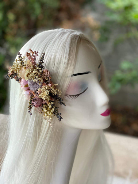 Pastel wedding hair comb Bridal flower comb Magaela accessories Romantic flower jewellery Peony and Baby's breath comb Wedding 2021 Romantic