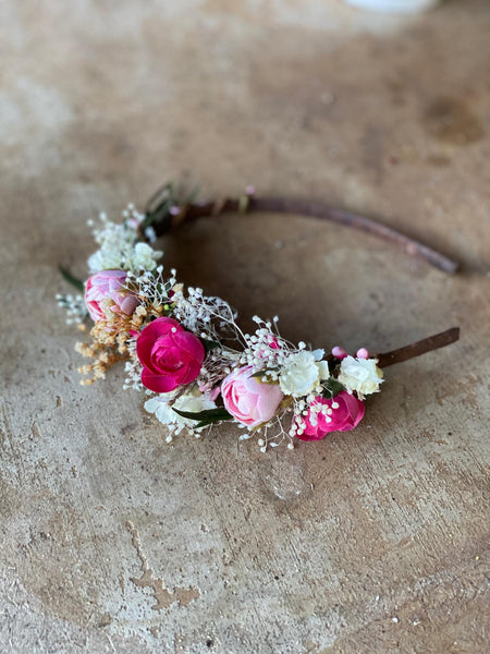 Pink flower headband Romantic wedding headband Fuchsia Hairband for bride Dark pink flower hairband Pink peony Magaela Bridal headband