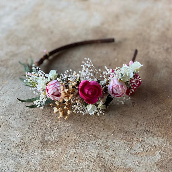 Pink flower headband Romantic wedding headband Fuchsia Hairband for bride Dark pink flower hairband Pink peony Magaela Bridal headband