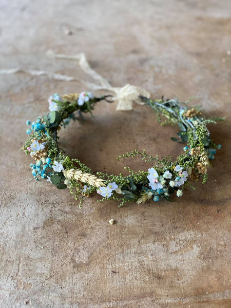 Blue meadow flower hair wreath with eucalyptus Bridal flower crown Magaela accessories Eucalyptus autumn hair wreath Blue flower crown