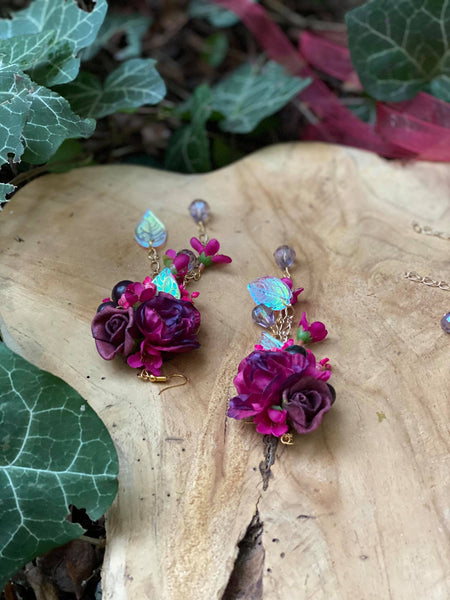 Romantic magenta burgundy earrings