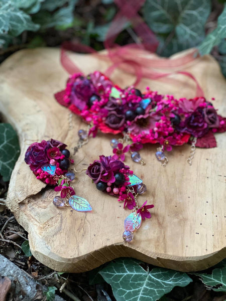 Romantic magenta burgundy earrings