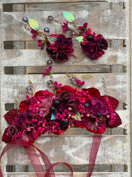 Romantic magenta burgundy earrings