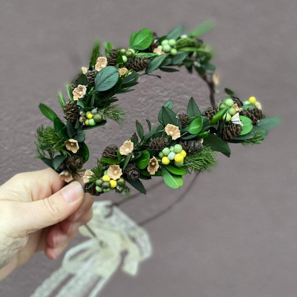 Woodland flower crown for mummy and daughter Forest photoshoot Christmas present for girl Mother and daughter wreath Children's hair wreath