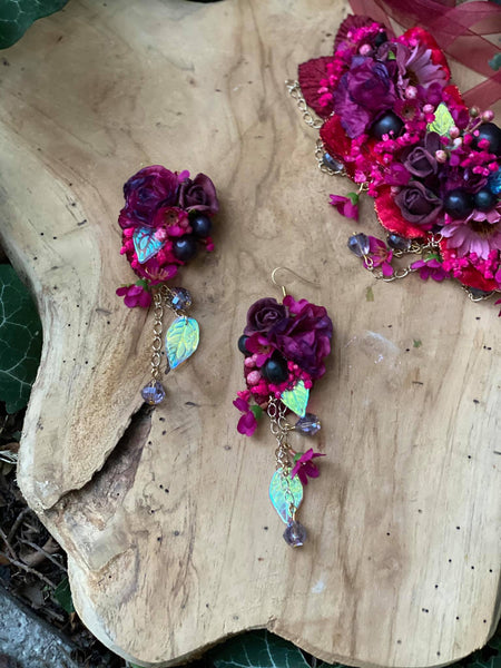 Romantic magenta burgundy earrings