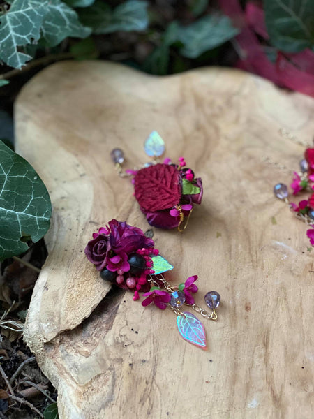 Romantic magenta burgundy earrings