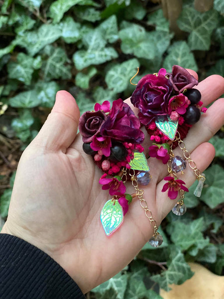 Romantic magenta burgundy earrings