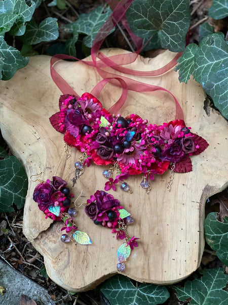 Romantic magenta burgundy earrings