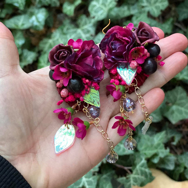 Romantic magenta burgundy earrings