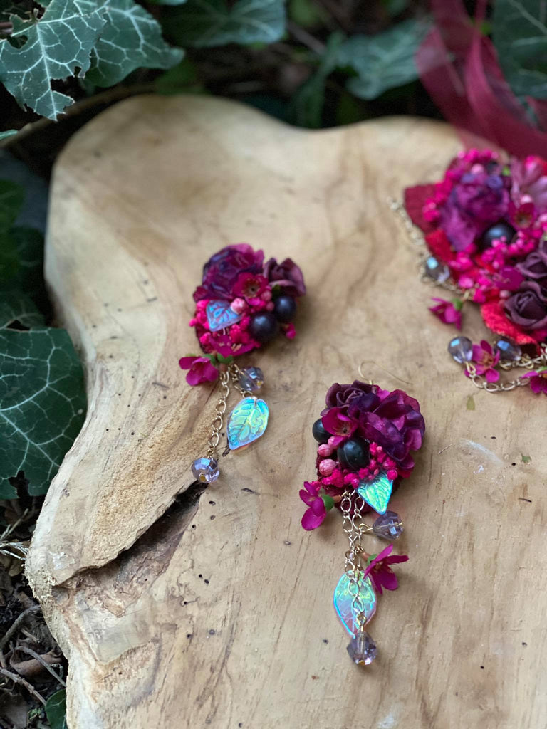 Rhea Long Jhumka Earrings in Maroon