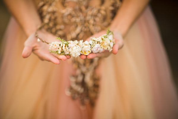 Wedding flower crown in pastel colours Bridal accessories Hair accessories Pastel wedding wreath Handmade crown Baby's breath Magaela