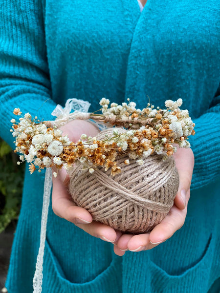 Natural flower half wreath Wedding hair crown Gypsophila flower wreath Children wreath baby's breath flower wreath Ivory autumn wreath