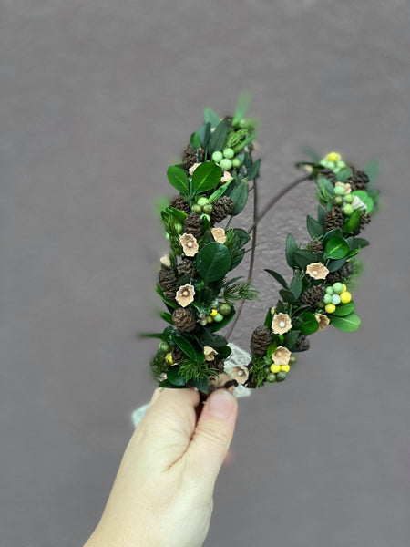 Woodland flower crown for mummy and daughter Forest photoshoot Christmas present for girl Mother and daughter wreath Children's hair wreath