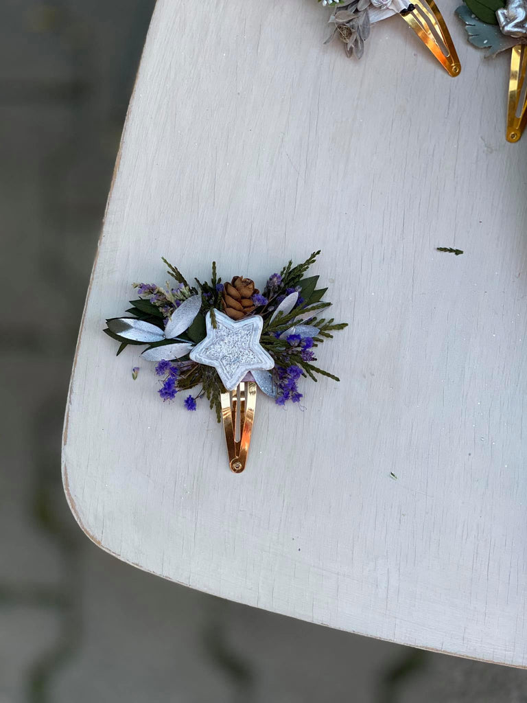 Christmas hair clips Wedding accessories Unique star winter hair clips Reindeer Flower girl hair clips Unicorn Flower headpiece Magaela