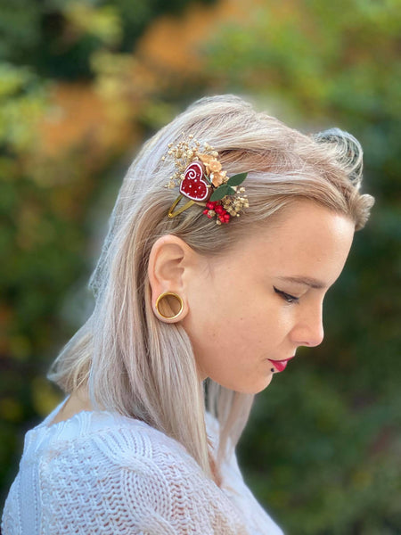 Christmas gingerbread hair clips Wedding accessories Unique gingerbread star hair clips  Flower girl hair clips Flower headpiece Magaela