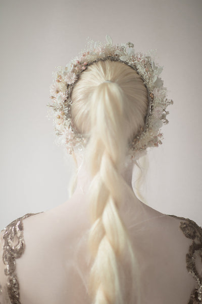 Flower wedding wreath Hair wreath for bride Pastel flower crown Magaela accessories White and blush flower crown Romantic hair wreath