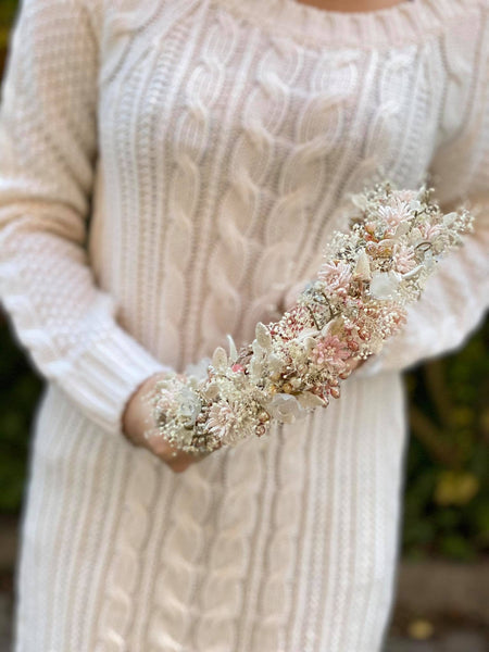 Flower wedding wreath Hair wreath for bride Pastel flower crown Magaela accessories White and blush flower crown Romantic hair wreath