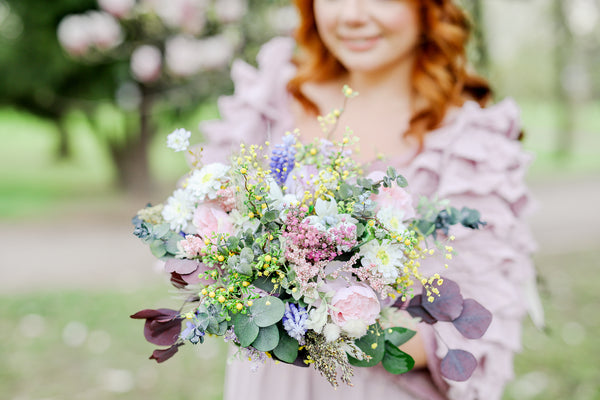 Romantic bridal bouquet Meadow flower bouquet Magaela Wedding Natural pastel bouquet for bride Handmade bridesmaid Preserved bouquet