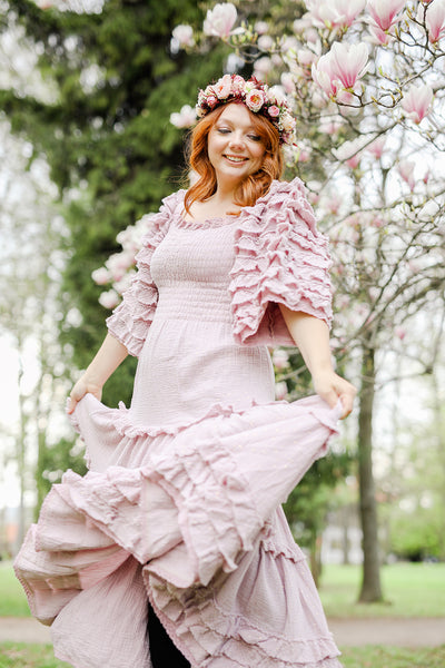 Big blush flower crown Boho wedding crown Pink bridal wreath Headpiece for bride Pink roses Peonies Magaela Flower jewellery Romantic wreath