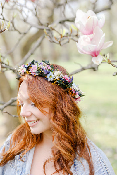 Meadow flower hair wreath with lavender Bridal hair crown Wedding hair crown Flower crown Magaela accessories Bridal accessories Handmade