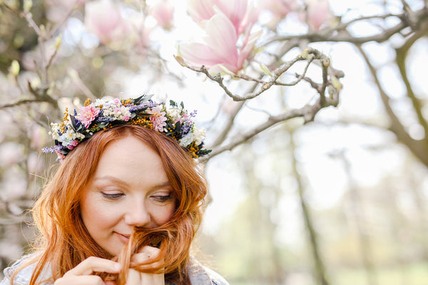 Meadow flower hair wreath with lavender Bridal hair crown Wedding hair crown Flower crown Magaela accessories Bridal accessories Handmade