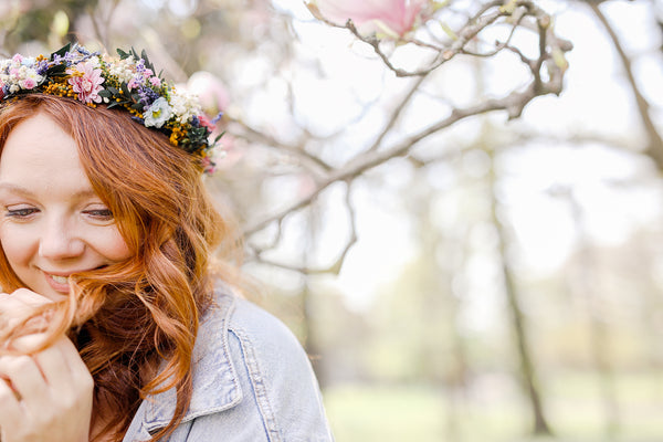 Meadow flower hair wreath with lavender Bridal hair crown Wedding hair crown Flower crown Magaela accessories Bridal accessories Handmade