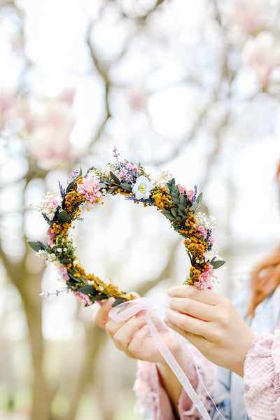 Meadow flower hair wreath with lavender Bridal hair crown Wedding hair crown Flower crown Magaela accessories Bridal accessories Handmade