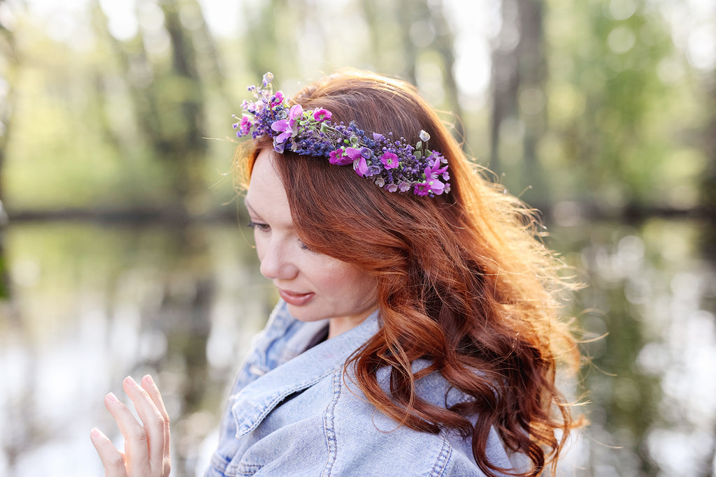 Purple shop flower headpiece