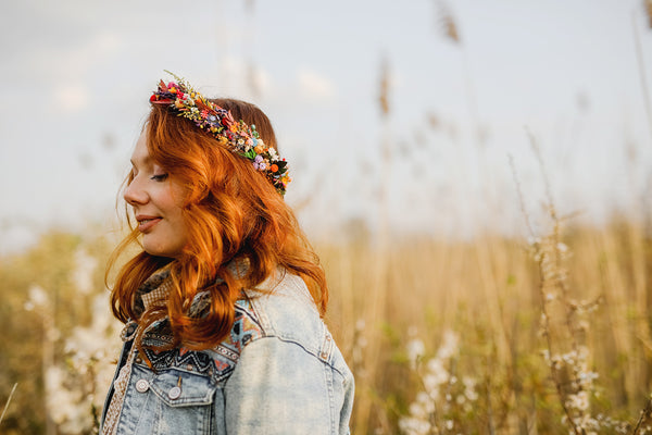 Colourful wedding hair crown Bridal meadow headpiece Flower crown for bride Preserved long lasting crown Wildflowers wedding crown Magaela