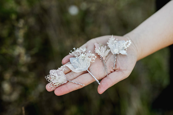 Golden/Silver vintage hairpins Bridal flower hair pins Wedding accessories Handmade Hair flowers crystals Elegant hairpins Pearls Beads
