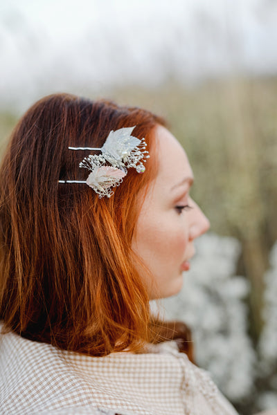 Golden/Silver vintage hairpins Bridal flower hair pins Wedding accessories Handmade Hair flowers crystals Elegant hairpins Pearls Beads
