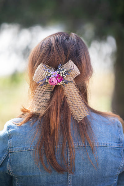 Provence lavender hair bow Flower barrette clip Provence wedding Bride 2021 Back to school Hair bow for girl Magaela Gift Ponytail clip