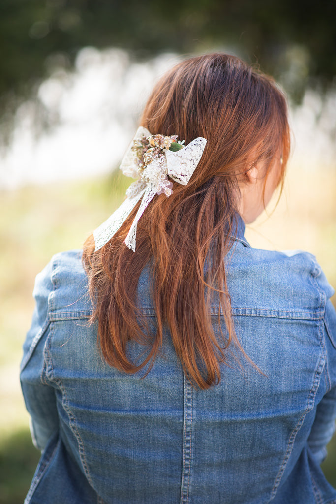 Beige flower deals hair clip