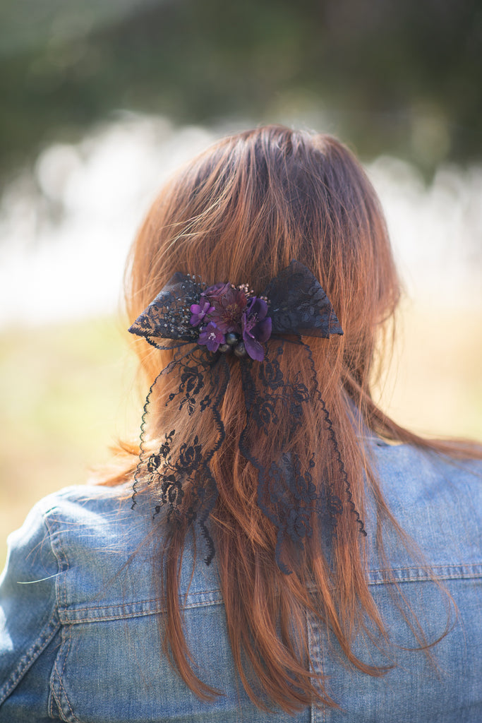 Dark purple cheap flower hair clip